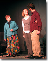 [Pictured (l-r): Dawn Farrell, Bronwynn Hopton and Mark C. Miller in Jaclyn Villano's No Worse for the Wear (2008 Playwrights Festival)]
